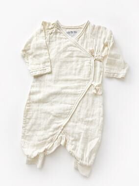 Under the Nile Organic Cotton Baby Kimono Romper 3–6 Months Cream Never Worn